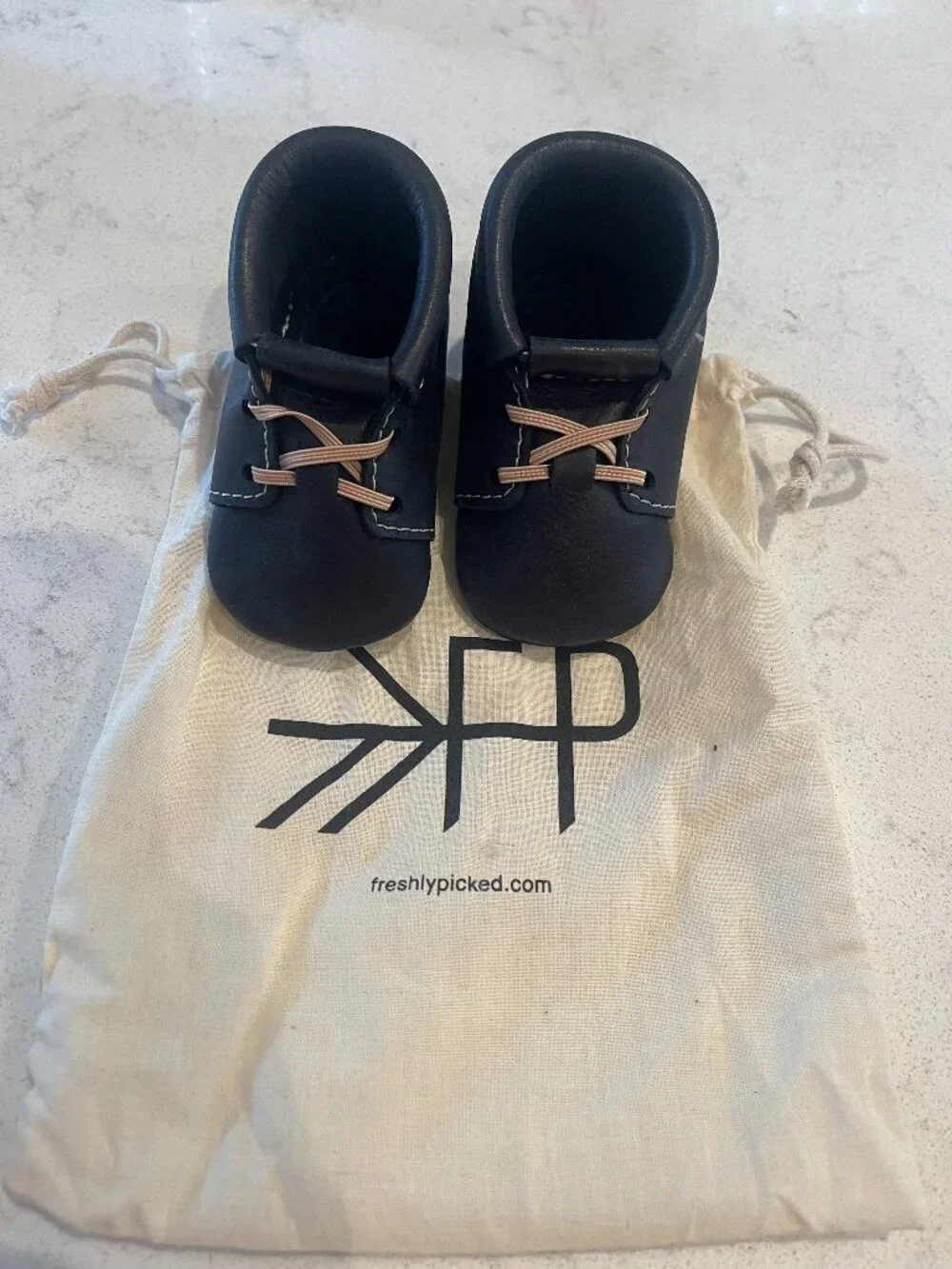 Freshly Picked Black Leather Baby Shoes